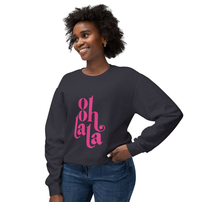 Chic Unisex Crewneck Sweatshirt with 'Oh La La' Design, Casual Fashion, Gift for Her, Cozy Style, Everyday Use