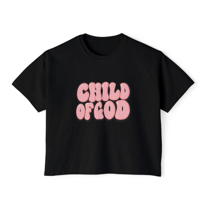 Child of God Women's Boxy Tee, Faith-Based Apparel, Spiritual Fashion, Gift for Her, Casual Wear, Summer Style