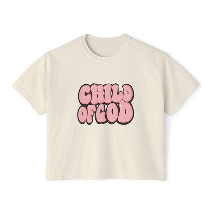 Child of God Women's Boxy Tee, Faith-Based Apparel, Spiritual Fashion, Gift for Her, Casual Wear, Summer Style