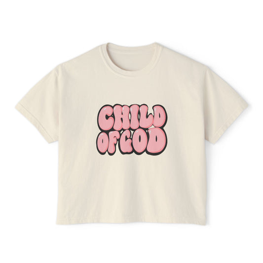 Child of God Women's Boxy Tee, Faith-Based Apparel, Spiritual Fashion, Gift for Her, Casual Wear, Summer Style