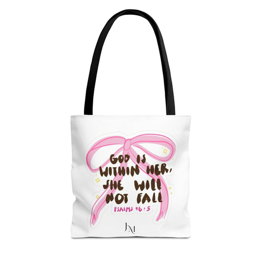 Inspiring Tote Bag with Uplifting Message- "God is Within her, she will not fail"