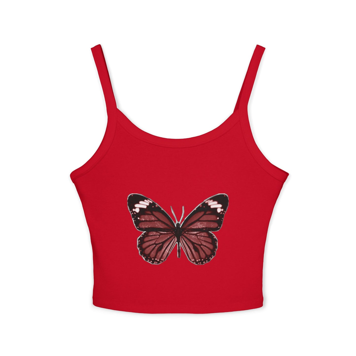 Red Monarch Butterfly Crop Tank Top