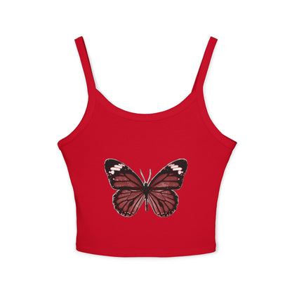 Red Monarch Butterfly Crop Tank Top