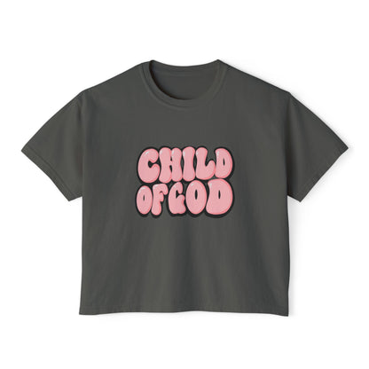 Child of God Women's Boxy Tee, Faith-Based Apparel, Spiritual Fashion, Gift for Her, Casual Wear, Summer Style