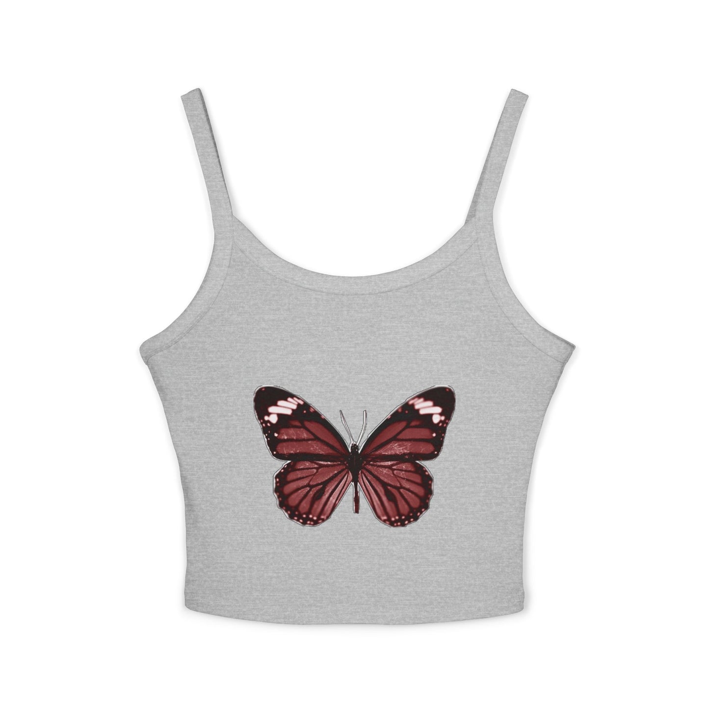 Red Monarch Butterfly Crop Tank Top