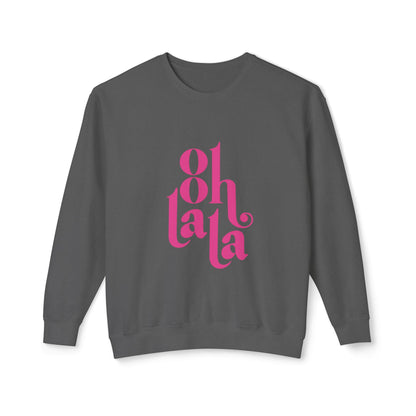 Chic Unisex Crewneck Sweatshirt with 'Oh La La' Design, Casual Fashion, Gift for Her, Cozy Style, Everyday Use
