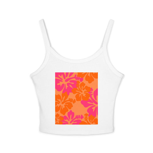 Tropical Floral Women's Spaghetti Strap Tank Top, Summer Casual Wear, Beach Outfit, Vacation Essential, Trendy Sleeveless Top
