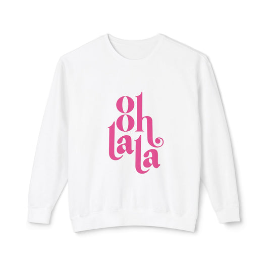 Chic Unisex Crewneck Sweatshirt with 'Oh La La' Design, Casual Fashion, Gift for Her, Cozy Style, Everyday Use