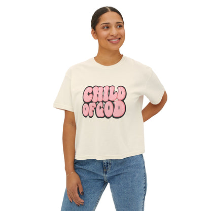Child of God Women's Boxy Tee, Faith-Based Apparel, Spiritual Fashion, Gift for Her, Casual Wear, Summer Style