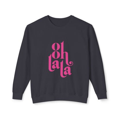 Chic Unisex Crewneck Sweatshirt with 'Oh La La' Design, Casual Fashion, Gift for Her, Cozy Style, Everyday Use