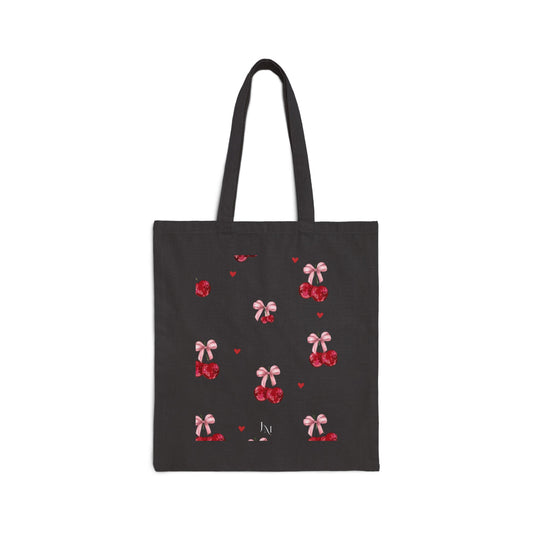 Cherry Print Cotton Canvas Tote Bag