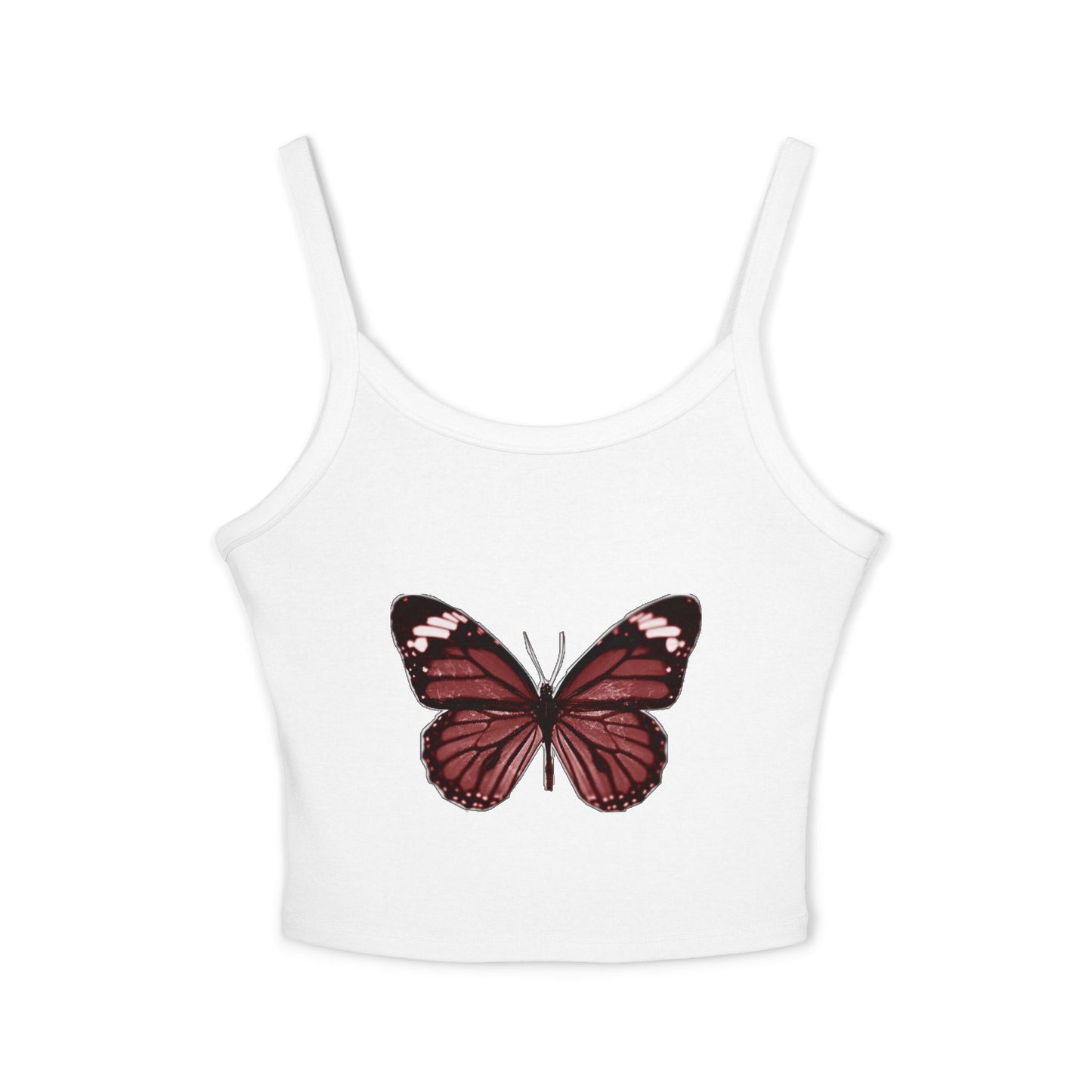 Red Monarch Butterfly Crop Tank Top