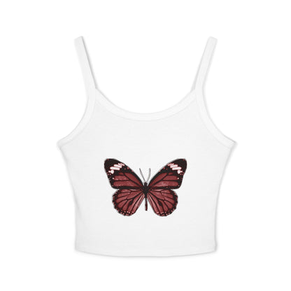 Red Monarch Butterfly Crop Tank Top