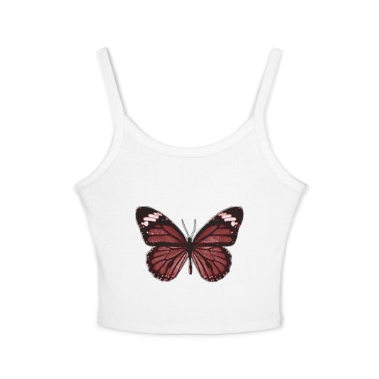 Red Monarch Butterfly Crop Tank Top